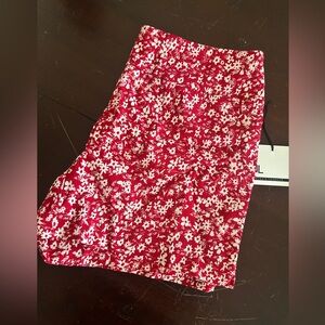 Red and White Floral Shorts